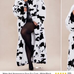 Fashion Nova White and Black Faux Fur Coat